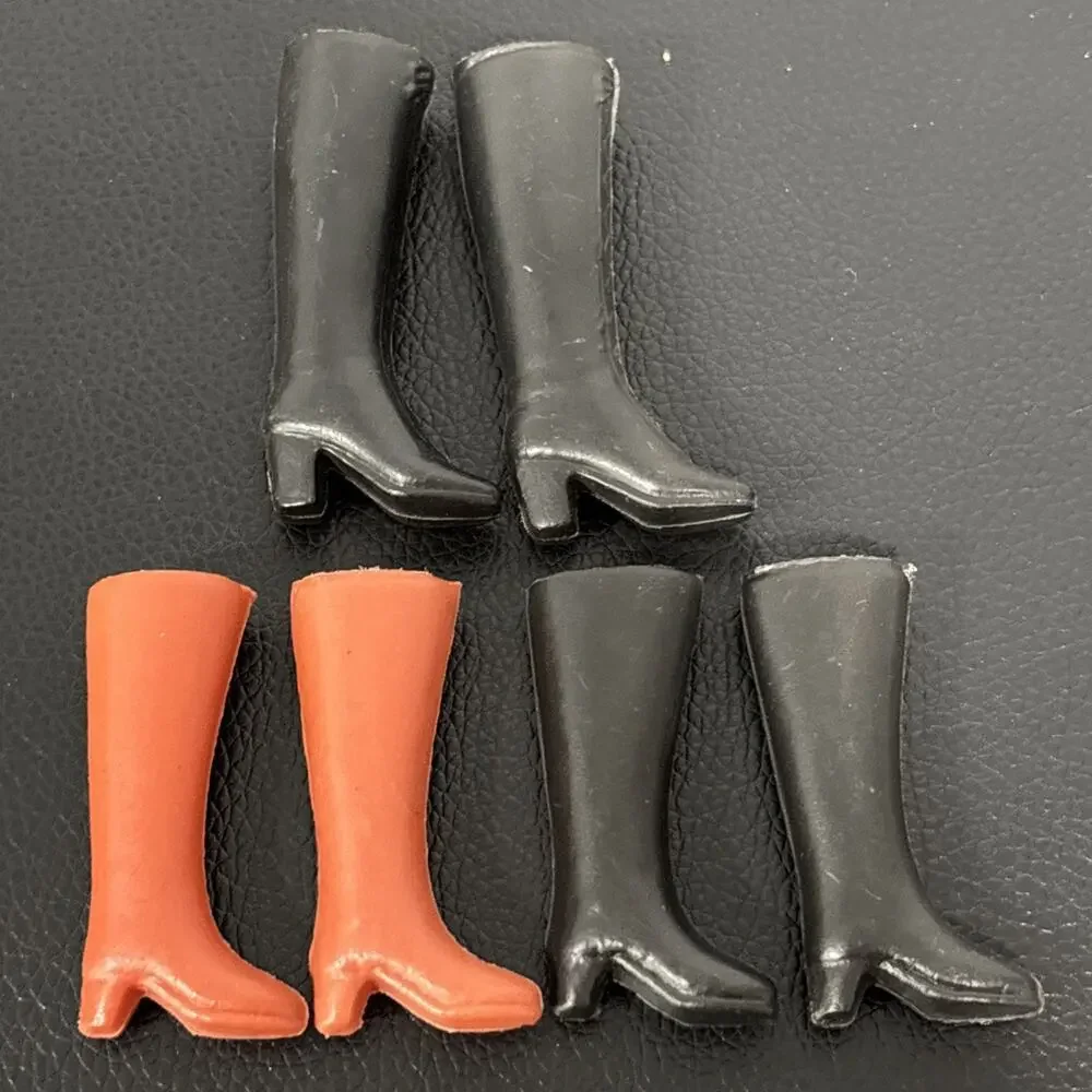 Vintage Barbie Boot Shoe Lot Made In Hong Kong Black Brown - Picture 2 of 6